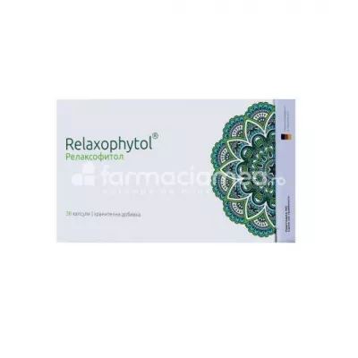 Relaxophytol, stres, restabileste confortul psihic si instureaza o stare de calm, 30 de capsule, Farma-Derma