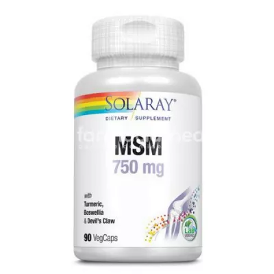 MSM 750 mg,asigura buna functionare a sistemului osteoarticular, 90 capsule, Secom