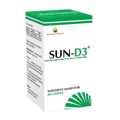Sun D3, vitamina D3, 60 capsule, Sun Wave Pharma