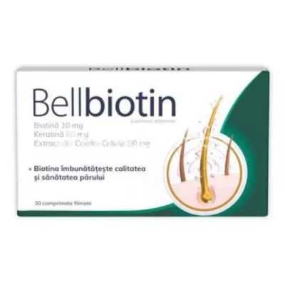 Bellbiotin, pentru sanatatea parului, 30 comprimate filmate, Zdrovit