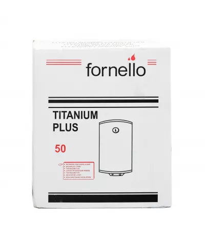 Boiler electric Fornello  Titanium Plus 50 litri SLIM, 2000 watt, reglaj extern al temperaturii, emailat cu titan, supapa de siguranta