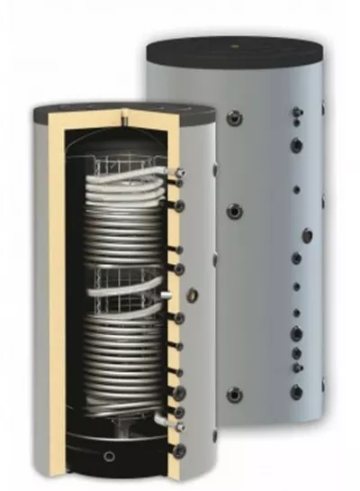 Boiler igienic combinat SUNSYSTEM HYG BR2 1500, cu doua serpentine, 1500 litri, pentru producerea și depozitarea apei calde menajere igienice și încălzire