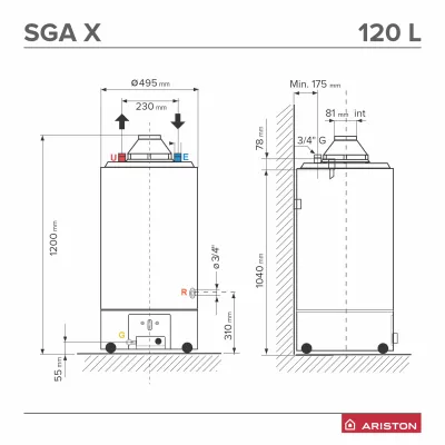 Boiler pe gaz Ariston SGA X 120 litri