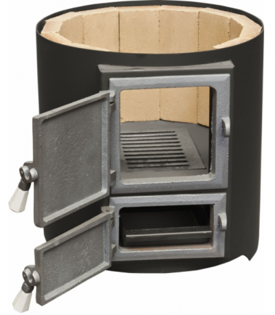 Boiler pe lemne FM Group din inox 120 L cu focar cu usi din fonta