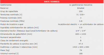 Boiler termoelectric cu o serpentina Eldom FV20060S, 3000 W, 200 l, montaj pe sol, 0.8 Mpa