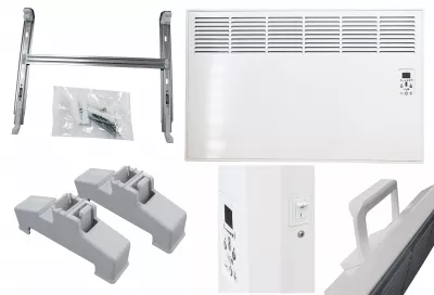 Convector de perete sau pardoseala iVigo DIGITAL EPK 1000 W White, control electronic, Termostat de siguranta, termostat reglabil, IP 24, pentru 12 mp, ERP 2018