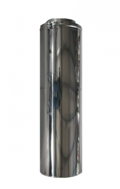 Element Tub inaltime 1 metru compatibil doar cu elemente de cos inox Fornello, dublu perete inox-inox, izolatie din vata bazaltica 40 mm, diametru interior 200 mm, pentru centrale pe lemn, carbune si peleti