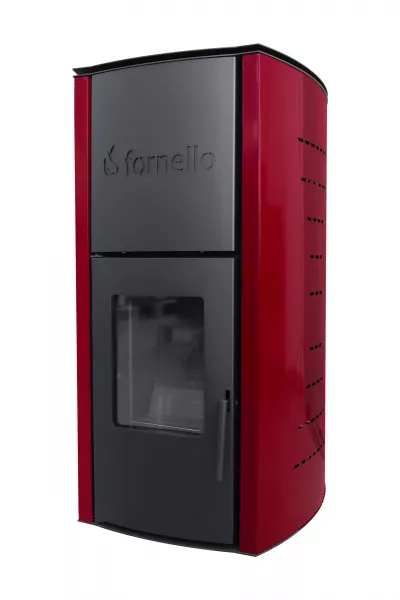 Pachet control de la distanta Termosemineu pe peleti Fornello Royal 18 kw, pompa, vas expansiune, aprindere automata, buncar peleti integrat, culoare Bordeaux si termostat Wi-Fi Salus IT 500
