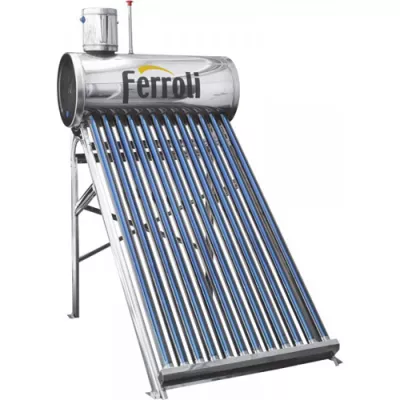 Panou solar nepresurizat Ferroli Ecosole JDL-TF12-58/1.8-SS - 12 tuburi si boiler inox 120 litri