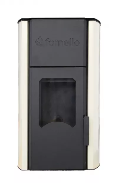 Termosemineu centrala peleti Fornello Royal 25 kw , complet echipat pentru incalzire, pompa, vas expansiune, automatizare, telecomanda, buncar peleti tiraj fortat culoare Ivory (crem)