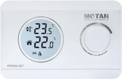Termostat de ambient pentru centrala, wireless, Motan HT 220S SET, neprogramabil