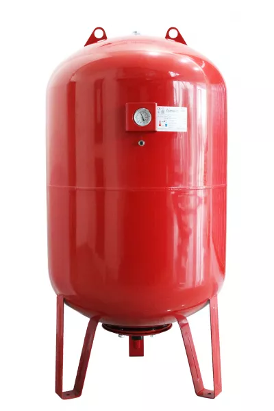 Vas expansiune termic Fornello 200 litri, vertical, cu picioare si manometru, culoare rosu, presiune maxima 10 bar, membrana EPDM
