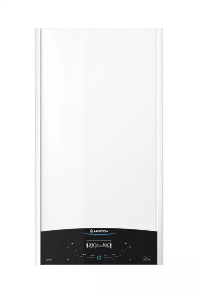 TERMOSEMINEE, SOBE SI CENTRALE PELETI - Centrala termica murala in condensare Ariston Genus One+ 24, Gaz, Tiraj fortat, 24 kW, Doua schimbatoare de caldura, Display digital, schimbator primar inox - Fornello