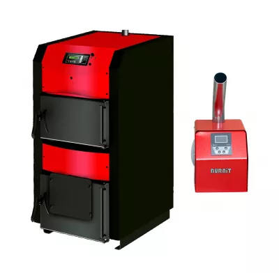 TERMOSEMINEE, SOBE SI CENTRALE PELETI - Pachet centrala mixta combustibil solid si peleti Sunsystem Burnit NWB PRIME 70 kw, cu ventilator, automatizare, si arzator Peleti Pell Eco 70 kw, snec, aprindere automata - Fornello