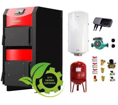 TERMOSEMINEE, SOBE SI CENTRALE PELETI - Pachet Centrala pe combustibil solid ​Sunsystem Burnit NWB PRIME 40 kW, boiler termoelectric, vas expansiune, pompa circulare, controller pompa, fitinguri montaj - Fornello
