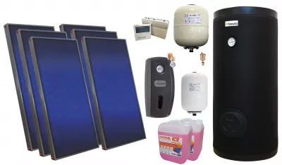 TERMOSEMINEE, SOBE SI CENTRALE PELETI - Pachet solar premium, presurizat, 6x panou plan Sunsystem PÃƒ‚Å£ SL FP 2.0, Boiler cu 2 serpentine Fornello SOL 500 LT 2S, controller, vas expansiune solar, vas expansiune sanitar, grup pompare Fornello (pompa OHI), aerisitor 1/2, antigel - Fornello