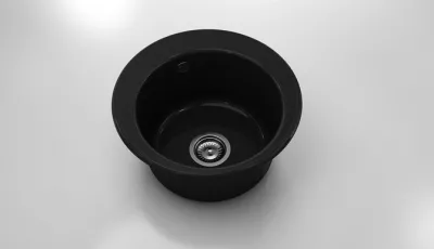 CHIUVETA BUCATARIE ROTUNDA NEAGRA MARMURA COMPOZIT 220/12 49CM