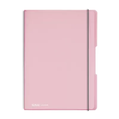 Caiet my.book flex A4, 2x40 file, dictando+patratele, roz translucid