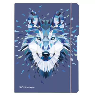 Caiet my.book flex A4, 2x40 file, dictando+patratele, motiv Wild Animals Wolf