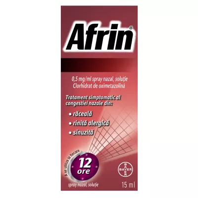 Afrin, decongestionant nazal spray, 0,5 mg/ml, 15 ml, Bayer