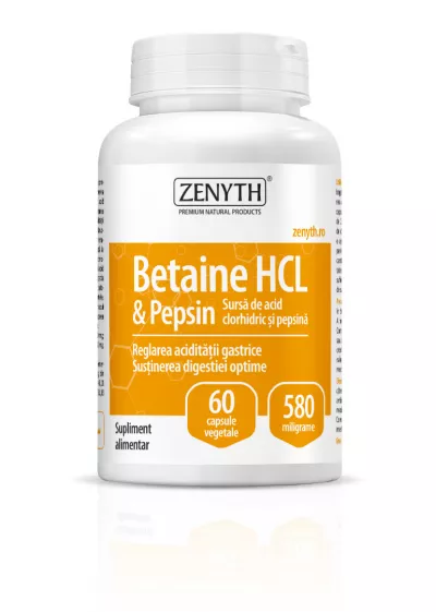 Betaine HCL & Pepsin, 60 capsule