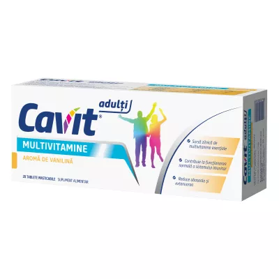 Cavit adulti multivitamine cu aroma de vanilie, 20 tablete, Biofarm