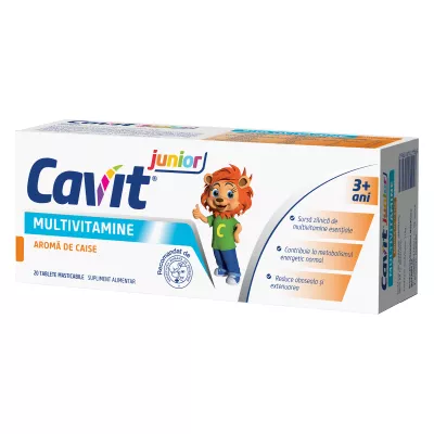 Cavit junior multivitamine cu aroma de caise, 20 tablete, Biofarm