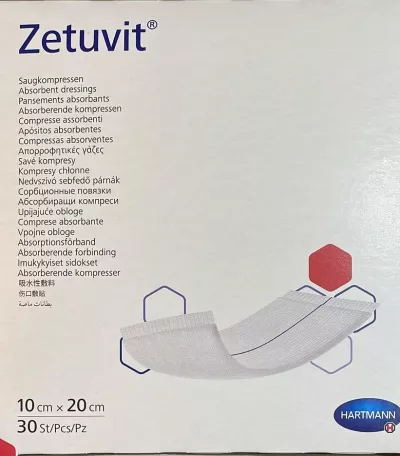 Comprese absorbante nesterile Zetuvit 10 x 20 cm,  30 bucati
