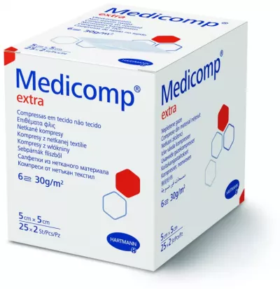 Comprese sterile Medicomp Extra 6 straturi, 5x5 cm, 25 bucăți, Hartmann