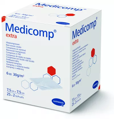 Comprese sterile Medicomp Extra 6 straturi, 7.5x7.5 cm, 25 bucăți, Hartmann