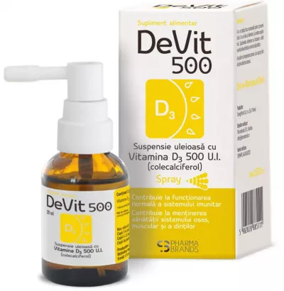 DeVit 500 Suspensie uleioasa cu Vitamina D3 500 U.I. SPRAY 20 ml, Pharma Brands