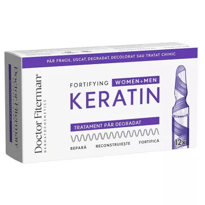 Doctor Fiterman Fortifying Keratin, tratament păr fragil, 12 fiole, 10ml