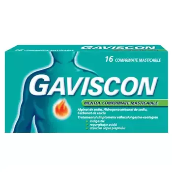 Gaviscon Mentol, 16 comprimate masticabile, Reckitt Benckiser Healthcare