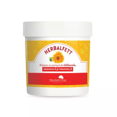 Herbalfett Balsam cu extract de Gălbenele, vitamina E si vitamina A, 250 ml, Transvital
