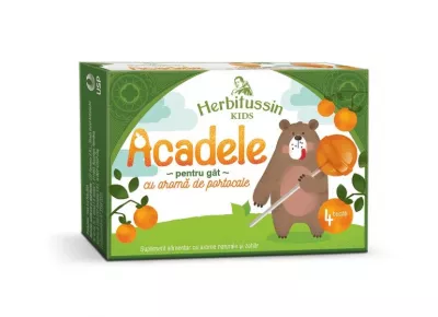 Herbitussin Kids acadele portocale, 4 bucati