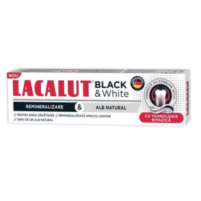 Lacalut, pastă de dinți black & white, 75ml, Zdrovit
