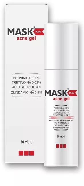 MASK Plus gel, tratament acnee moderată, 30ml 