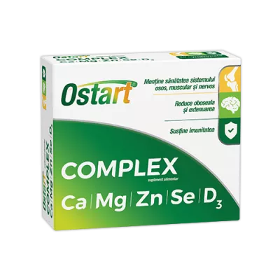 Ostart® Complex Ca + Mg + Zn + Se + D3, 30 comprimate