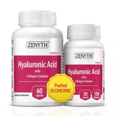 Pachet Hyaluronic Acid cu Collagen Complex 30+60 capsule, Zenyth