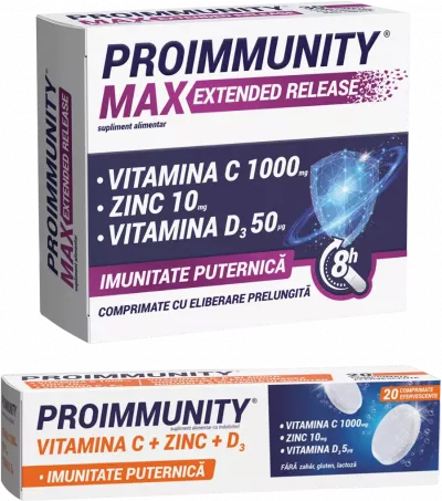 Proimmunity max extended release 30 comprimate + proimmunity 20 comprimate effervescente Pachet Promotional