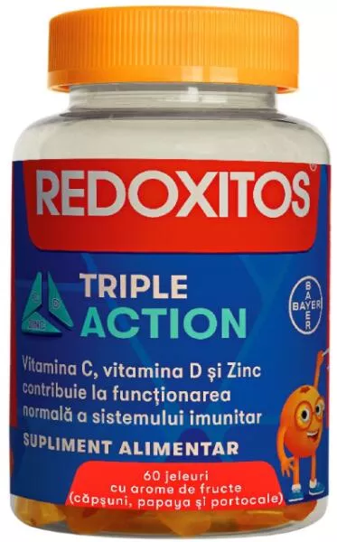 Redoxitos Triple Action, jeleuri cu Vitamina C, 60 bucăți, Bayer