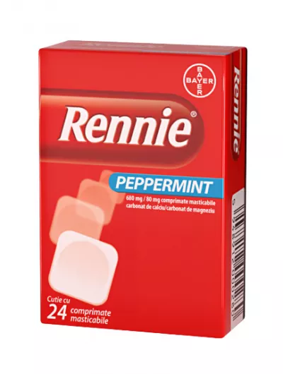 Rennie peppermint, 24 comprimate masticabile