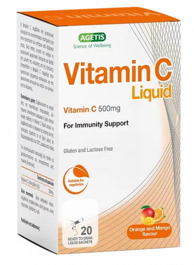 Vitamin C liquid 500mg soluție 20 plicuri, Agetis