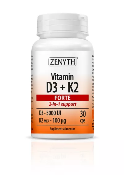 Vitamin D3 + K2 Forte, 30 capsule