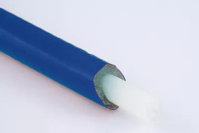 Teava Tiemme cobra - pex  alba, 16 x 2.0, colac 100 m , imbracata in izloatie albastra