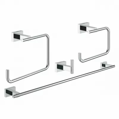 Set accesorii dus Grohe Essentials Cube 4 piese, crom