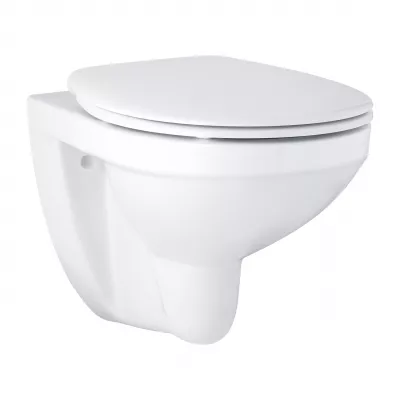 Set vas wc suspendat Grohe Bau Ceramic 53 x 37 cm si capac cu inchidere normala, alb