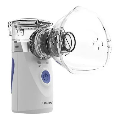Aparat aerosoli Lila Care, nebulizator, portabil,  ultrasonic, baterii si adaptor priza, tehnologie Mesh, accesorii, trusa depozitare, super silentios, alb