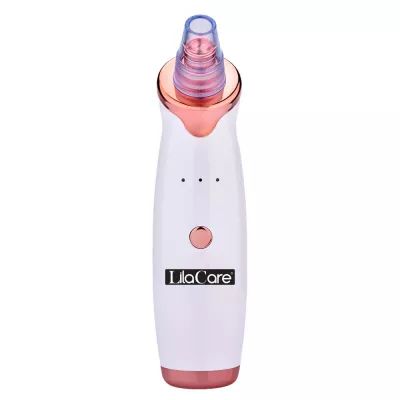 Aspirator facial Lila Care, ingrijire ten, indepartarea punctelor negre, minimizarea porilor, putere de aspirare mare, 3 nivele de rezistenta, 5 capete inlocuibile, portabil, alb