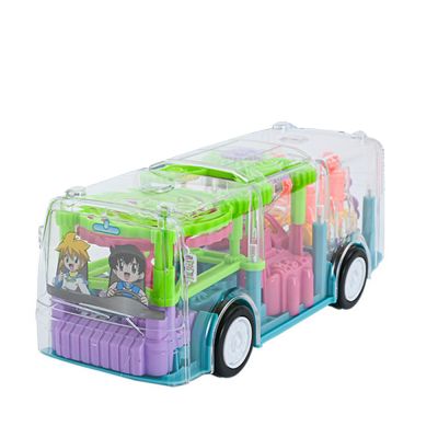 Autobuz pentru baieti Karemi, transparent, cu 3 baterii incluse, cu sunet si lumini, pentru copii de peste 2 ani, K01B-20017
